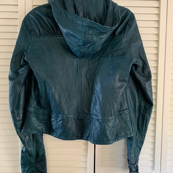 Designer Turquoise Lambskin Leather Jacket - Picture 2 of 7